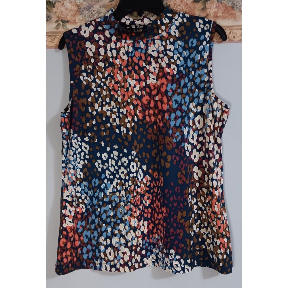 80 Park Large Stretch Mock Colorful Art To Wear Business Event Occasion Top